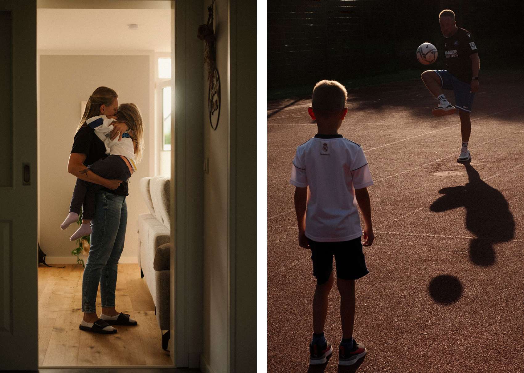 Neuer Lebensmittelpunkt: Martin wird vom Außendienstler zum Vollzeitpapa. Viel Ballgefühl: Mit seinem Sohn kickt Martin häufig auf dem Bolzplatz. Zudem engagiert er sich als Jugend Fußballtrainer.