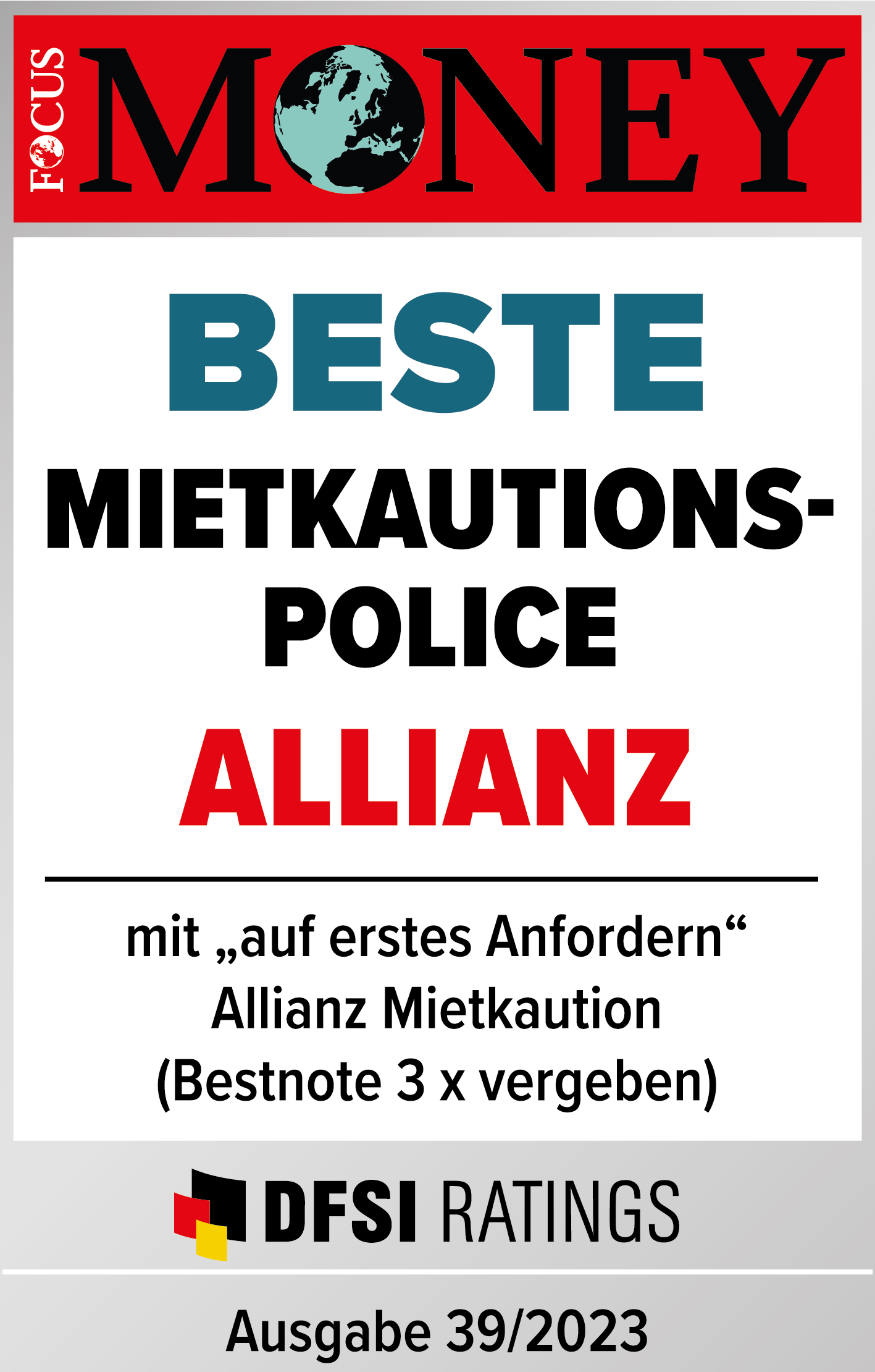 Allianz - Focus Money - Beste Mietkautionspolice