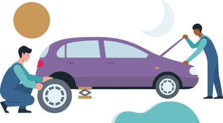 Allianz - Illustration Fehler beim Autofahren: Autopanne