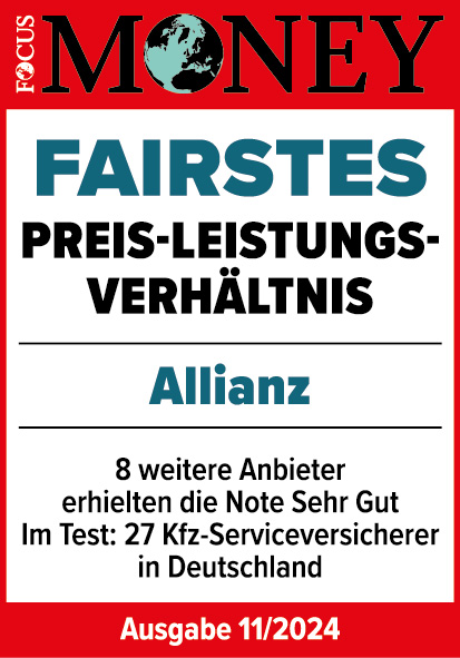 Testsiegel Allianz Fairstes Preis-Leistungs-Verhältnis (Focus Money Ausgabe 11/2023)