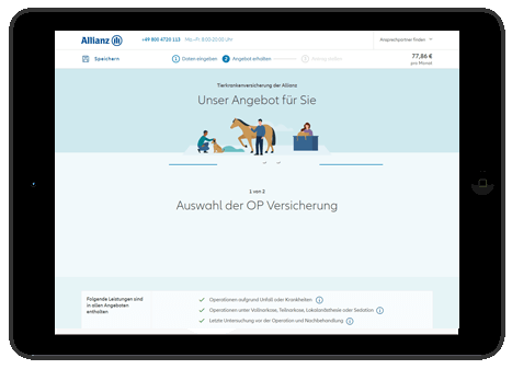 Allianz - Tablet: Hundekrankenversicherung online abschließen