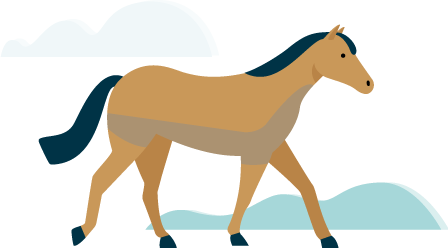 Allianz - Pferd scheren: Grafik von einem Pferd mit Streifenschnitt