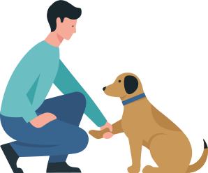 Allianz - Sachkundenachweis Testfrage Domestikation: Illustration Hund gibt Pfötchen