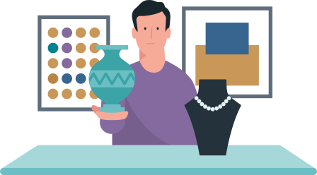 Allianz - Schutz von Kunstgegenständen: Junge Frau schaut eine Bilderwand hoch