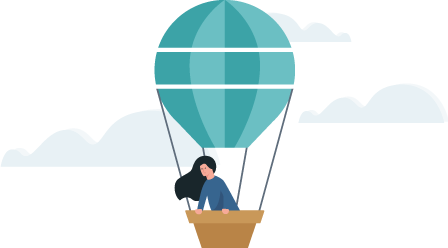 Allianz - Reduzierung der Reiserücktrittsversicherung Kosten: Frau im Heißluftballon