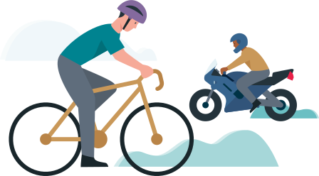  Illustration: Fahrrad- und Motorradfahrer